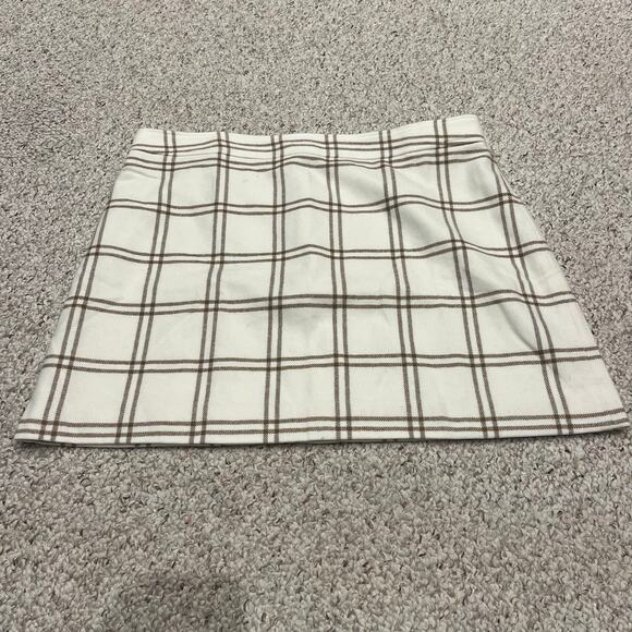 NWT J Crew Plaid Wool Blend A-line mini skirt Sz 20 Cream Tan Preppy Old Money - Picture 1 of 7